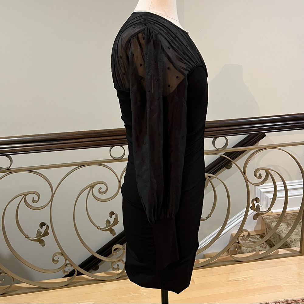 NWT Sandro Balmora Swiss Dot Long Sheer Sleeve Mini Dress - Picture 5 of 15